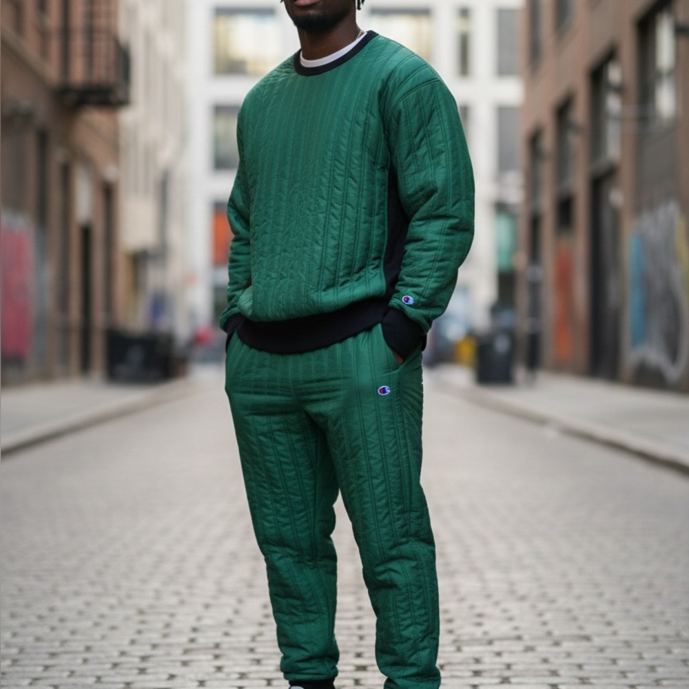 Champion Rochester Green Quilted Jogger Pants